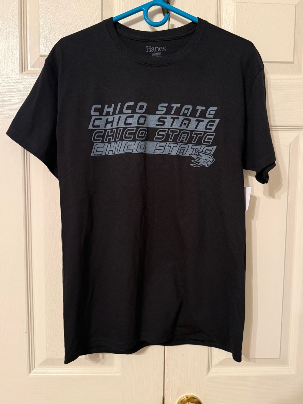 Hanes Black Chico State Repeat Logo Graphic Tee